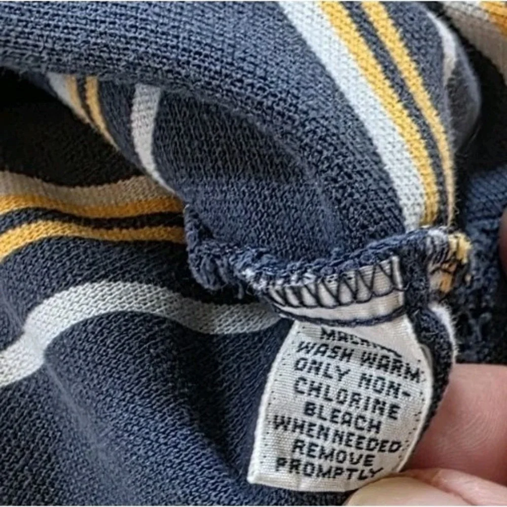 Polo Ralph‎ Lauren Polo Shirt Mens Large Navy Blue Striped Cotton Short Sleeve